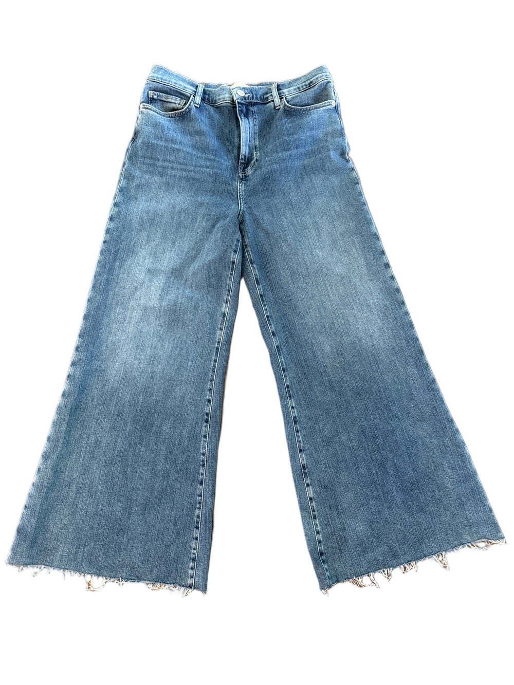 Frame Le Palazzo Crop Denim Wide-Leg Raw Hem Jeans Size 31